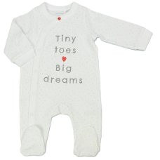 N14769: Baby "Tiny Toes, Big Dreams" Cotton Sleepsuit (NB-3 Months)